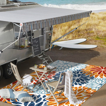 Crisantemo Floral High-low Indoor/outdoor Area Rug